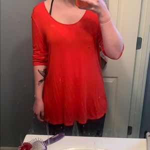 Bright red quarter sleeve blouse